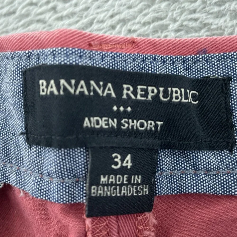 Banana Republic Aiden Mens Chino Shorts Size 34 Pink Cotton 4804